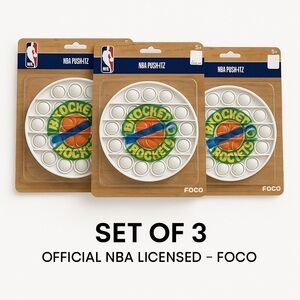 Lot of 3 NBA Houston Rockets Push-Itz Fidget Toy | Official FOCO Licensed